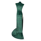 Boa Hancock Women Green Qipao Cosplay Costume Outfit Halloween Carnival Suit