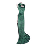 Boa Hancock Women Green Qipao Cosplay Costume Outfit Halloween Carnival Suit