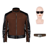 Movie Mortal Kombat 2 Johnny Cage Brown Coat Cosplay Costume Outfit Halloween Carnival Suit