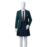 Coven Academy Women Green School Uniform Cosplay Costume Outfit Halloween Carnival Suit