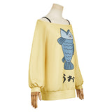 Dan da dan Momo Ayase Yellow Printed Top Cosplay Costume Outfits Halloween Carnival Suit