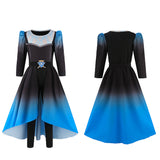 Descendants Chloe Charming Kids Children Black and Blue Dress Cosplay Costume Outfit Halloween Carnival Suit