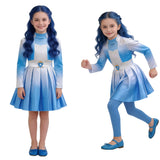 Descendants Evie Kids Children Blue Dress Cosplay Costume Outfit Halloween Carnival Suit