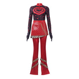 Descendants Red Women Red Polka Dot Top Set Cosplay Costume Outfit Halloween Carnival Suit
