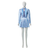 Descendants: Wicked Wonderland Blue Women Blue Printed Set Cosplay Costume Outfit Halloween Carnival Suit