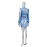 Descendants: Wicked Wonderland Blue Women Blue Printed Set Cosplay Costume Outfit Halloween Carnival Suit