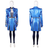 Descendants: Wicked Wonderland Chloe Women Blue Leather Outfit Cosplay Costume Outfit Halloween Carnival Suit