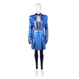 Descendants: Wicked Wonderland Chloe Women Blue Leather Outfit Cosplay Costume Outfit Halloween Carnival Suit