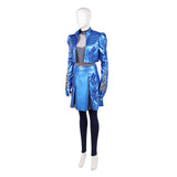 Descendants: Wicked Wonderland Chloe Women Blue Leather Outfit Cosplay Costume Outfit Halloween Carnival Suit