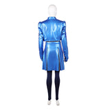Descendants: Wicked Wonderland Chloe Women Blue Leather Outfit Cosplay Costume Outfit Halloween Carnival Suit