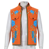 Descendants: Wicked Wonderland Luis Madrigal Orange Embroidered Vest Cosplay Costume Outfit Halloween Carnival Suit