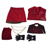 Descendants: Wicked Wonderland Red Women Red Heart-print Outfit Cosplay Costume Outfit Halloween Carnival Suit