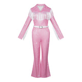 Dolly Parton Pink Fringe Set Cosplay Costume Outfit Halloween Carnival Suit