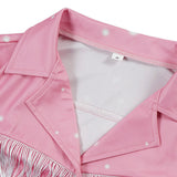 Dolly Parton Pink Fringe Set Cosplay Costume Outfit Halloween Carnival Suit