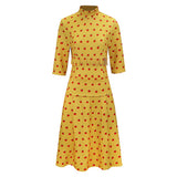 Fantastic Mr. Fox Mrs Fox Yellow Dress Apple Pattern Outfit Cosplay Costume Outfits Halloween Carnival Suit