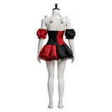 Female Red and Black Clown Suit Dress Cosplay Costume Outfit Halloween Carnival Suit