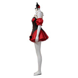 Female Red and Black Clown Suit Dress Cosplay Costume Outfit Halloween Carnival Suit