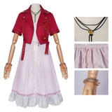 Final Fantasy Aerith Gainsborough Classic Red Coat Set Cosplay Costume Outfit Halloween Carnival Suit