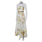 Final Fantasy VII Aerith Women White Citrus Dress Cosplay Costume Outfits Halloween Carnival Suit