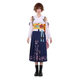 Final Fantasy Yuna Women White Kimono Cosplay Costume Outfit Halloween Carnival Suit