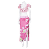 Game Final Fantasy VII Aerith Gainsborough Women Pink Beach Dress Cosplay Costume Outfits Halloween Carnival Suit