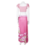 Game Final Fantasy VII Aerith Gainsborough Women Pink Beach Dress Cosplay Costume Outfits Halloween Carnival Suit