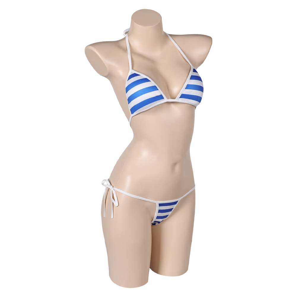 Game Street Fighter Cammy Women Blue Stripe Bikini Set Sexy Swimsuit C –  TrendsinCosplay