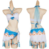 Genshin Impact Lumine Women White Blue Swimsuit Cosplay Costume Outfits Halloween Carnival Suit