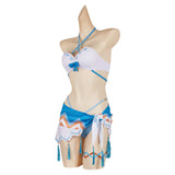 Genshin Impact Lumine Women White Blue Swimsuit Cosplay Costume Outfits Halloween Carnival Suit