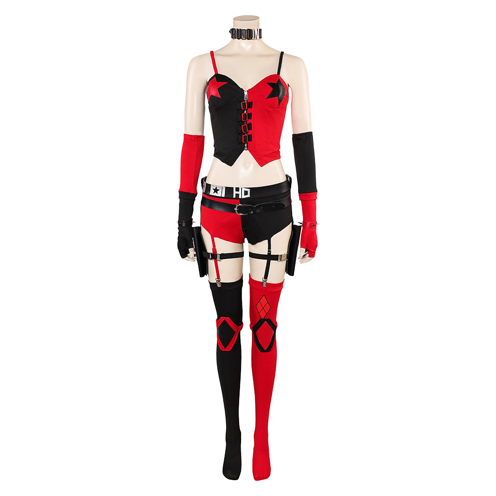 Harley Quinn Women Black And Red Outfit Cosplay Costume Outfits Hallow – TrendsinCosplay