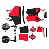 Harley Quinn Women Black And Red Outfit Cosplay Costume Outfits Halloween Carnival Suit