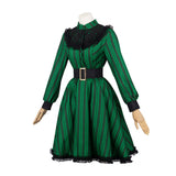 Haunted Mansion Maid Green Striped Dress Outfit Cosplay Costume Outfits Halloween Carnival Suit