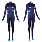 Hazbin Hotel Vox Women Blue Jumpsuit Cosplay Costume Outfit Halloween Carnival Suit