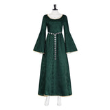 House of the Dragon Alicent Hightower Women Green Chain-belt Dress Cosplay Costume Outfit Halloween Carnival Suit