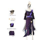 Identity V Priestess Women Purple Dress Outfit Cosplay Costume Outfits Halloween Carnival Suit