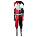 Joker Harry Quinn Red and Black Jumpsuit Unisex Cosplay Costume Outfit Halloween Carnival Suit