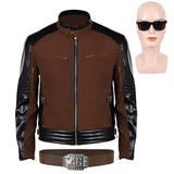 Movie Mortal Kombat 2 Johnny Cage Brown Coat Cosplay Costume Outfit Halloween Carnival Suit