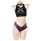 League of Legends Jinx Women Black Cosplay Top Shorts Cosplay Costume Outfit Halloween Carnival Suit