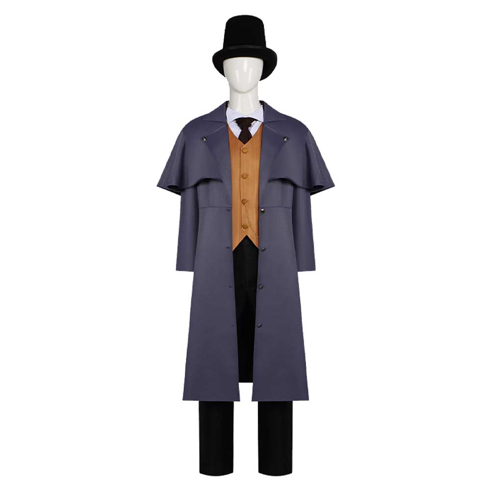 Moretti Suits Lord of Mysteries Klein Moretti Blue Trench Coat Set Cosplay Costume O ...