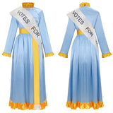 Mary Poppins Women Blue Outfit Cosplay Costume Outfit Halloween Carnival Suit