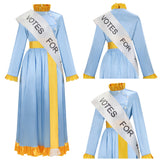 Mary Poppins Women Blue Outfit Cosplay Costume Outfit Halloween Carnival Suit