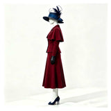 Mary Poppins Women Red Outfit Cosplay Costume Outfit Halloween Carnival Suit