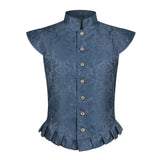 Medieval Renaissance Pirate Blue Vest Outfits Halloween Carnival Cosplay Costume