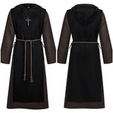 Medieval Renaissance Priest Black Robe Outfit Cosplay Costume Outfit Halloween Carnival Suit