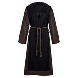 Medieval Renaissance Priest Black Robe Outfit Cosplay Costume Outfit Halloween Carnival Suit