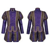 Medieval Renaissance Tudor Noble Prince Henry Purple Cosplay Costume Outfit Halloween Carnival Suit