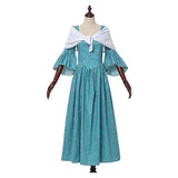 Medieval Renaissance Women Green Printed Dress Cosplay Costume Outfit Halloween Carnival Suit