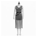 Medieval Renaissance Women Silver Chainmail Sleeveless Mesh Dress Cosplay Costume Outfit Halloween Carnival Suit