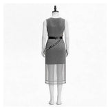 Medieval Renaissance Women Silver Chainmail Sleeveless Mesh Dress Cosplay Costume Outfit Halloween Carnival Suit
