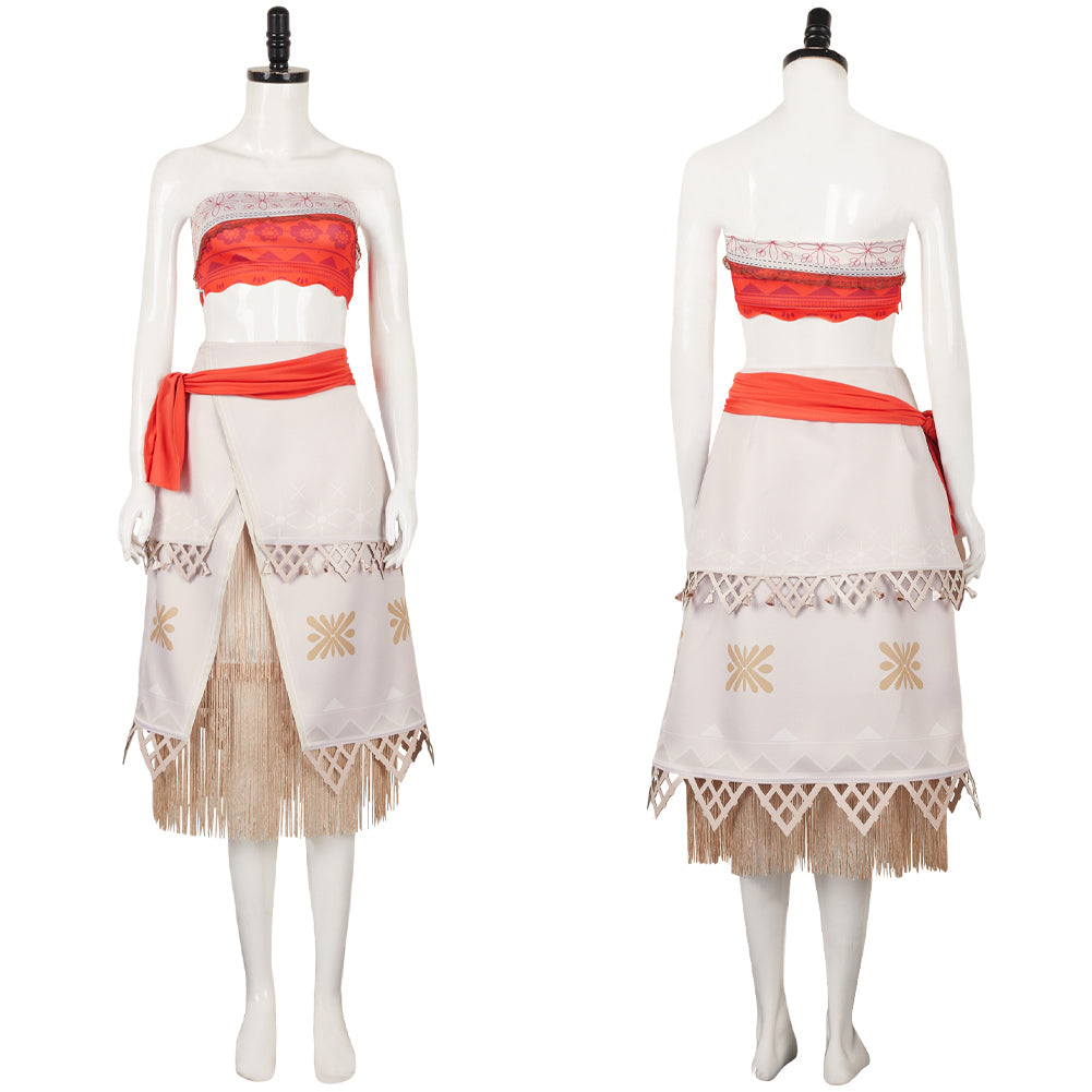 Moana 2 (2024) Moana Women White Dress Cosplay Costume Outfits